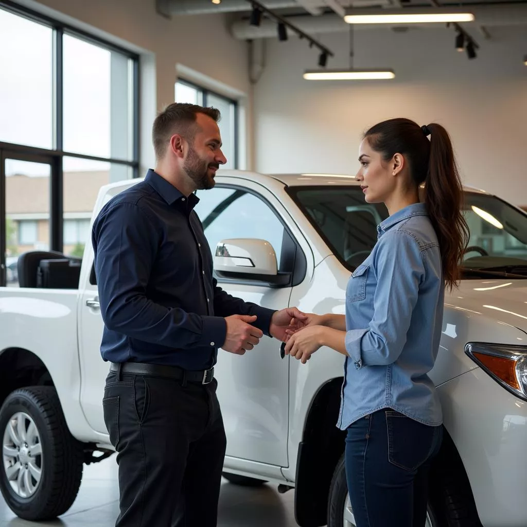 Khách hàng xem xe tải