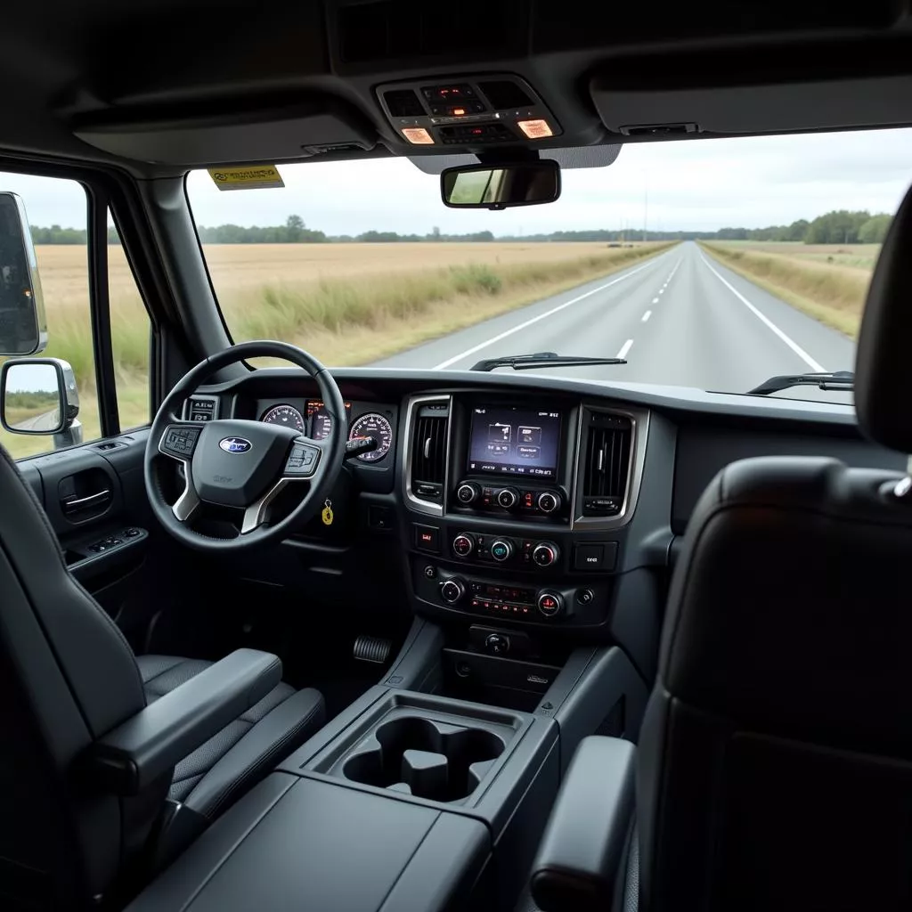 Interior de um camião moderno