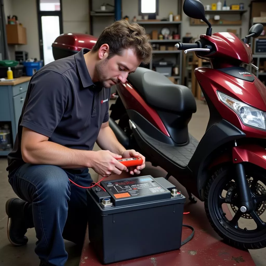 Checking the battery of a Honda Air Blade