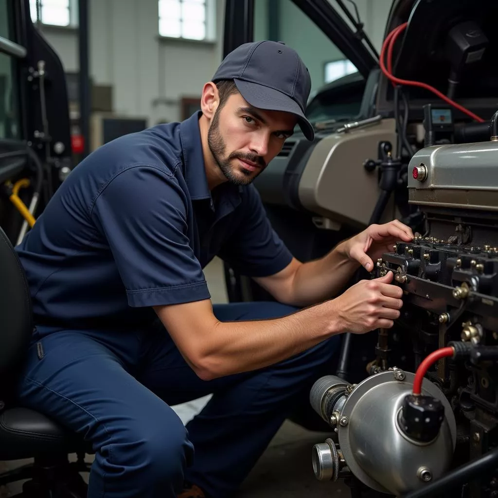 检查客车发动机