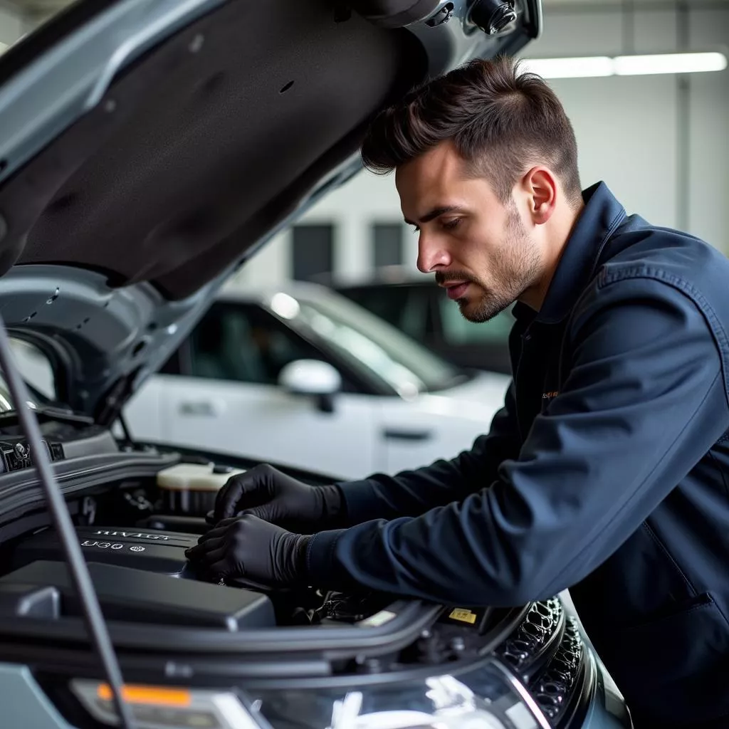 Chuyên viên kỹ thuật kiểm tra xe Range Rover