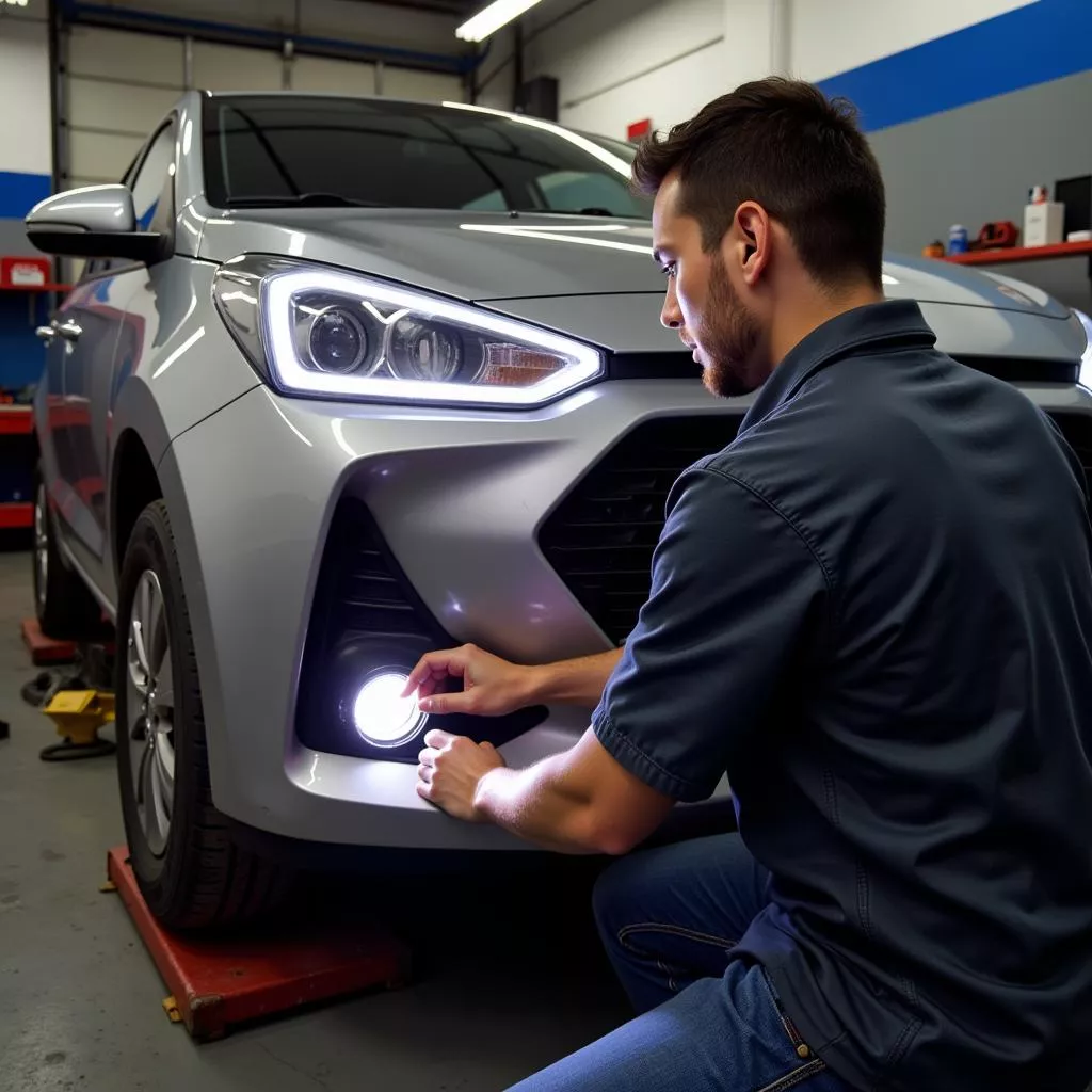 Lắp đặt đèn gầm xe i10 2018 chuyên nghiệp tại Hà Nội