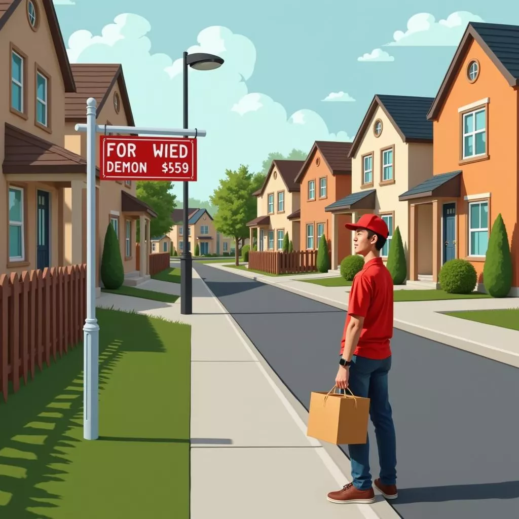 Delivery driver searching for an address