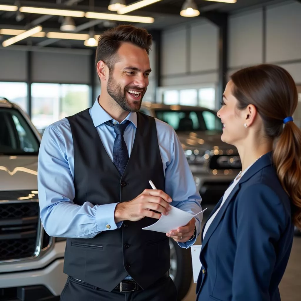 Customer service representative assisting a client