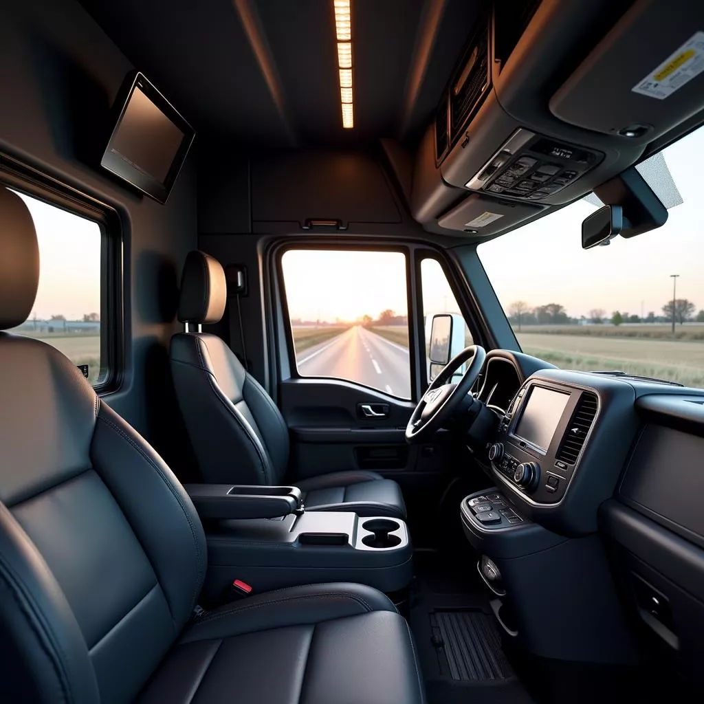 Interior of the HOWO T5G truck cabin