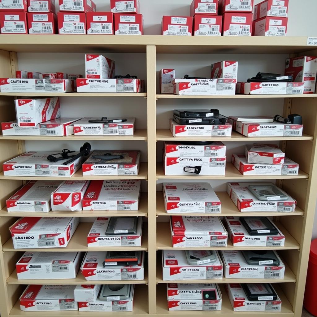 Genuine Captiva car parts displayed at XE TẢI HÀ NỘI