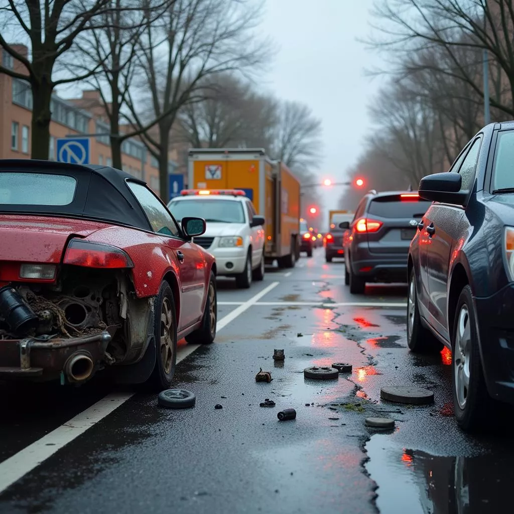 Traffic accident scene in Vietnam