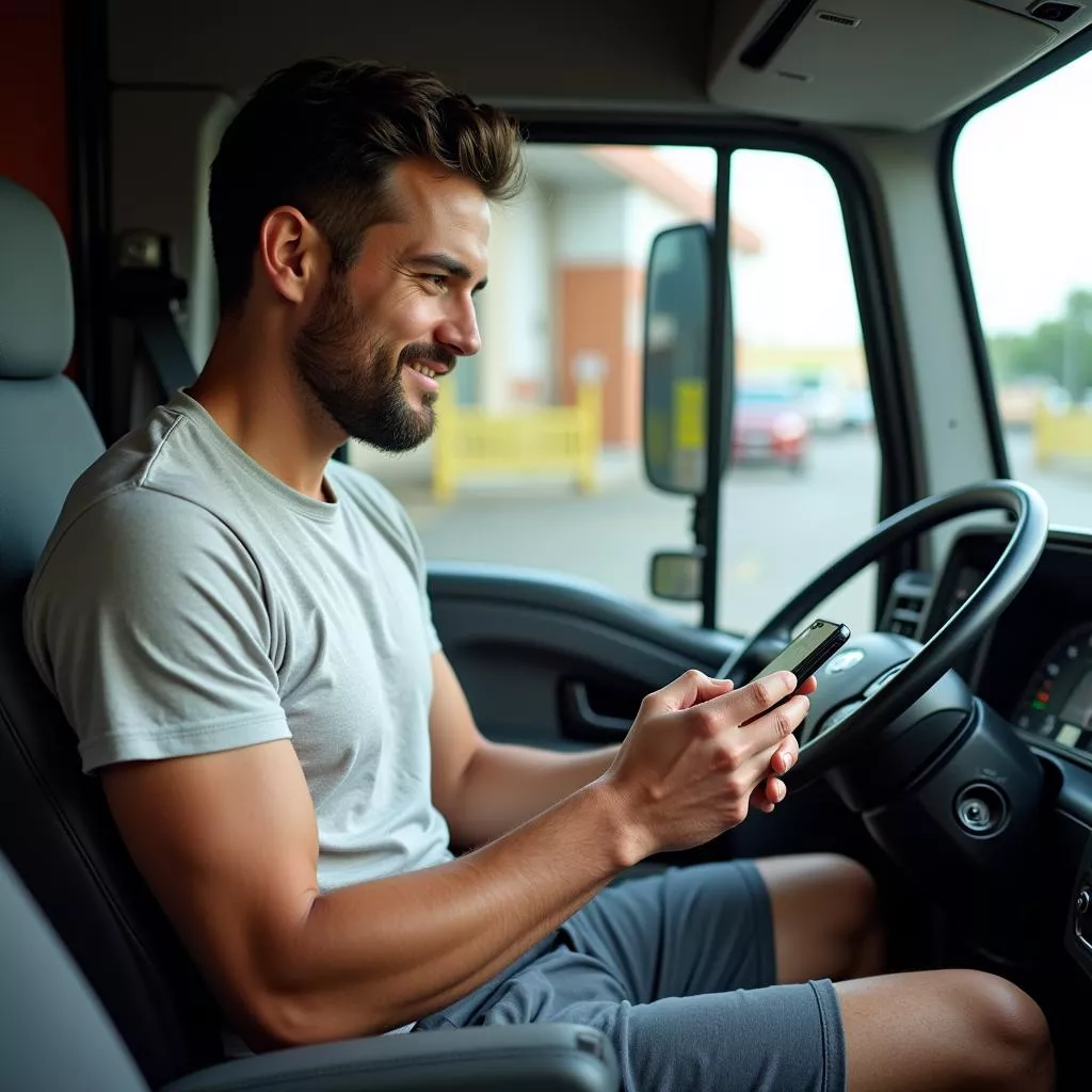 Truck driver registering for a transportation app