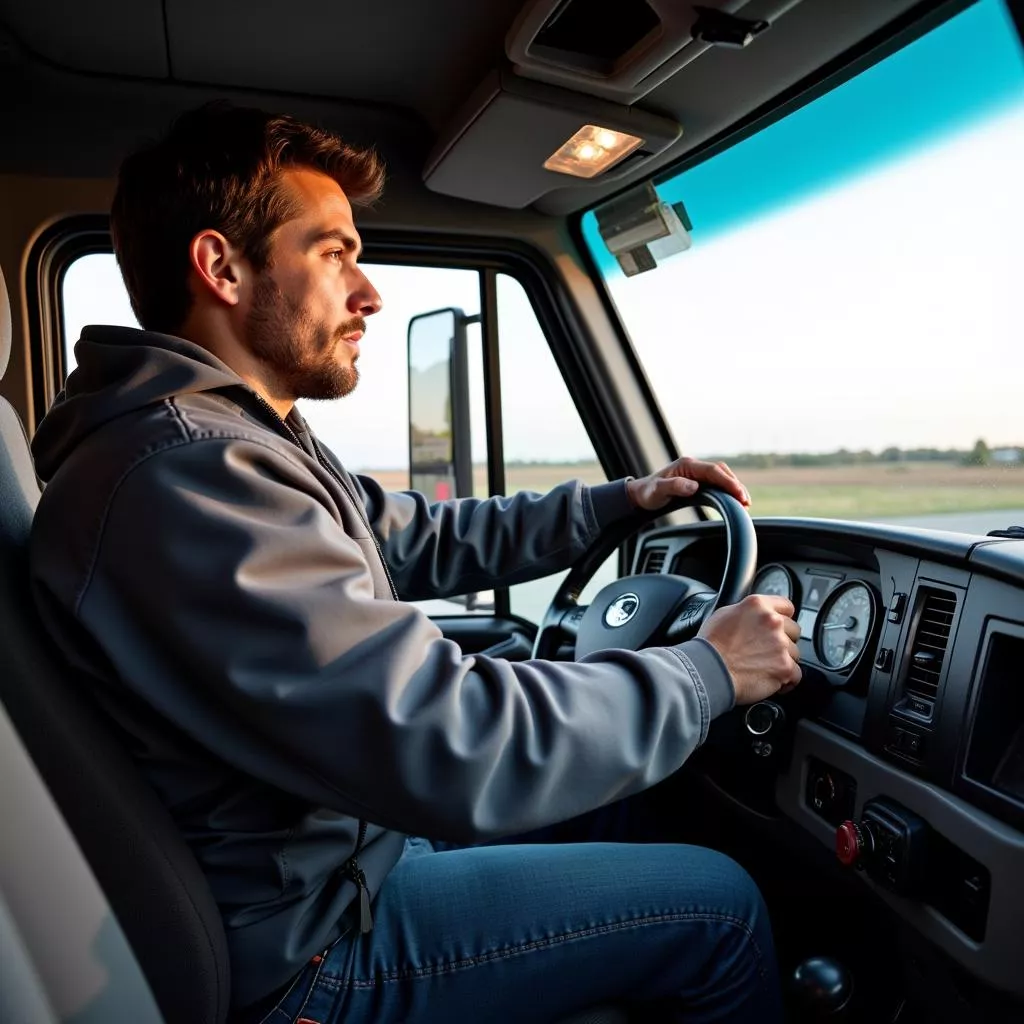 Truck driver transporting goods