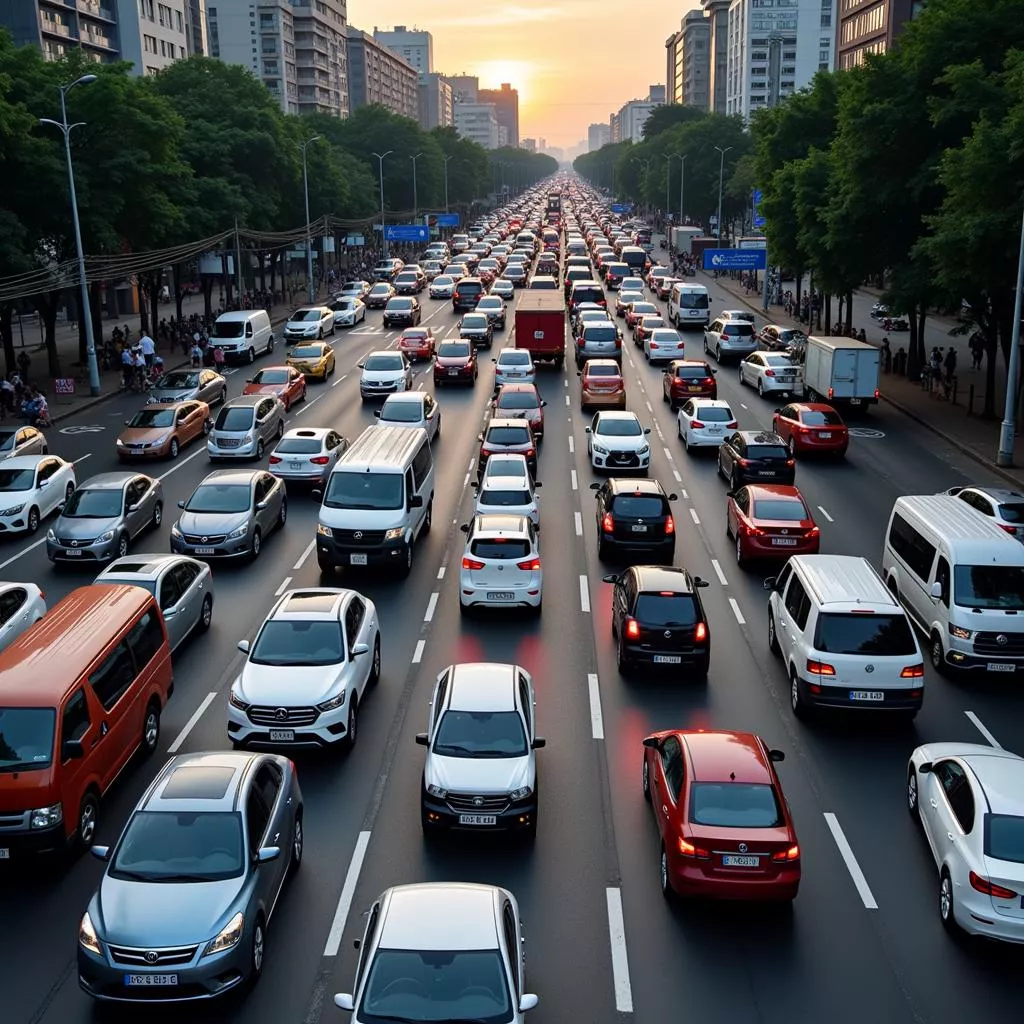 Congestionamento de trânsito em zona urbana