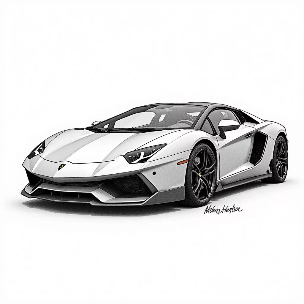 Detailed supercar drawing