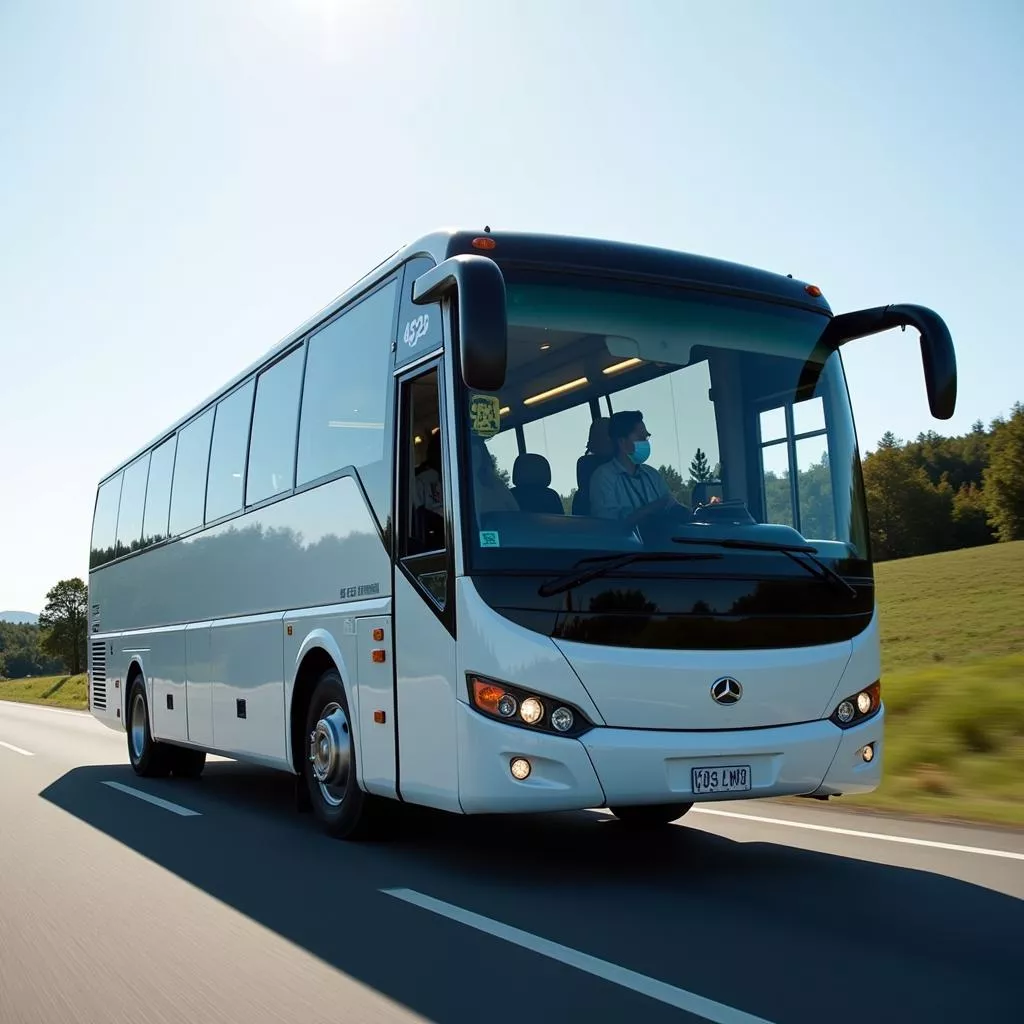 도로를 주행 중인 45인승 버스