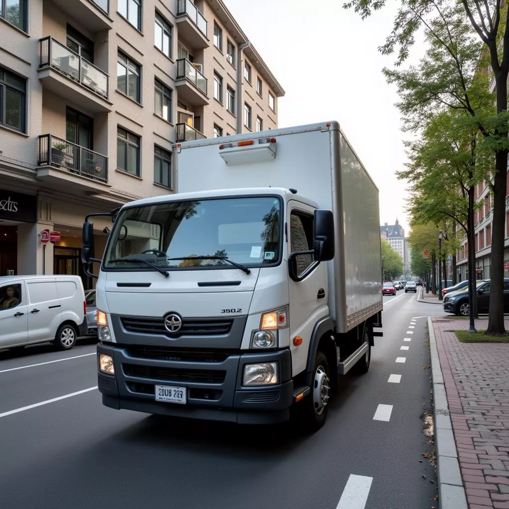 3.5 ton 4x4 truck making a delivery