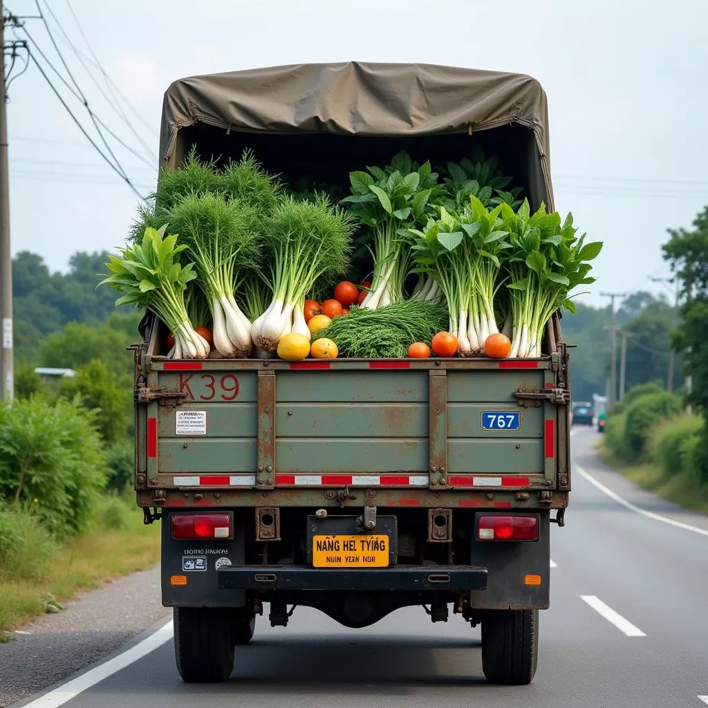 Xe tải biển số 49 chở nông sản