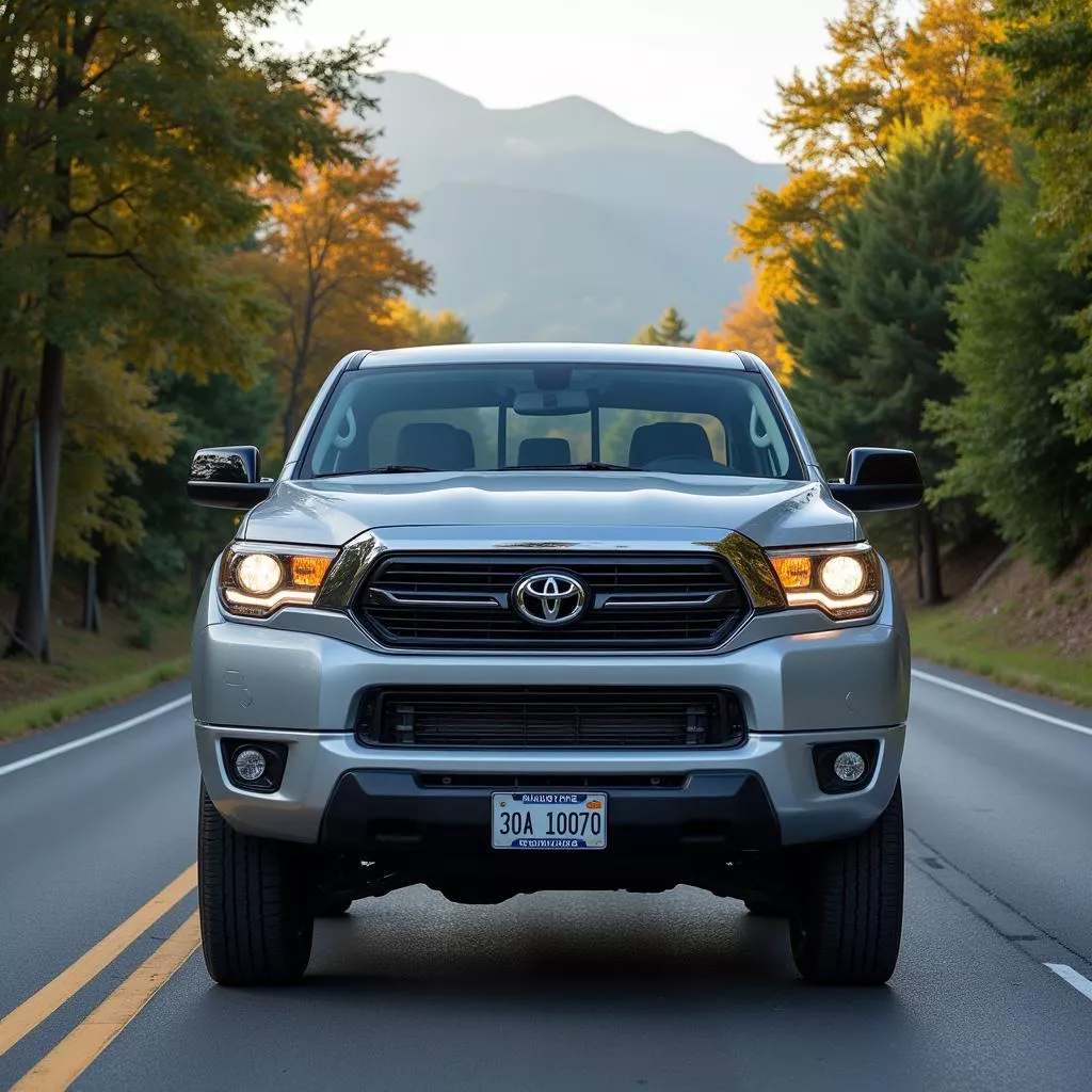 नए साल में सड़क पर चलता हुआ 30A 10070 नंबर प्लेट वाला ट्रक