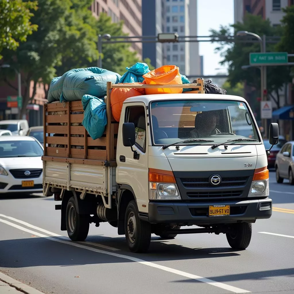 A used 1-ton truck on the road