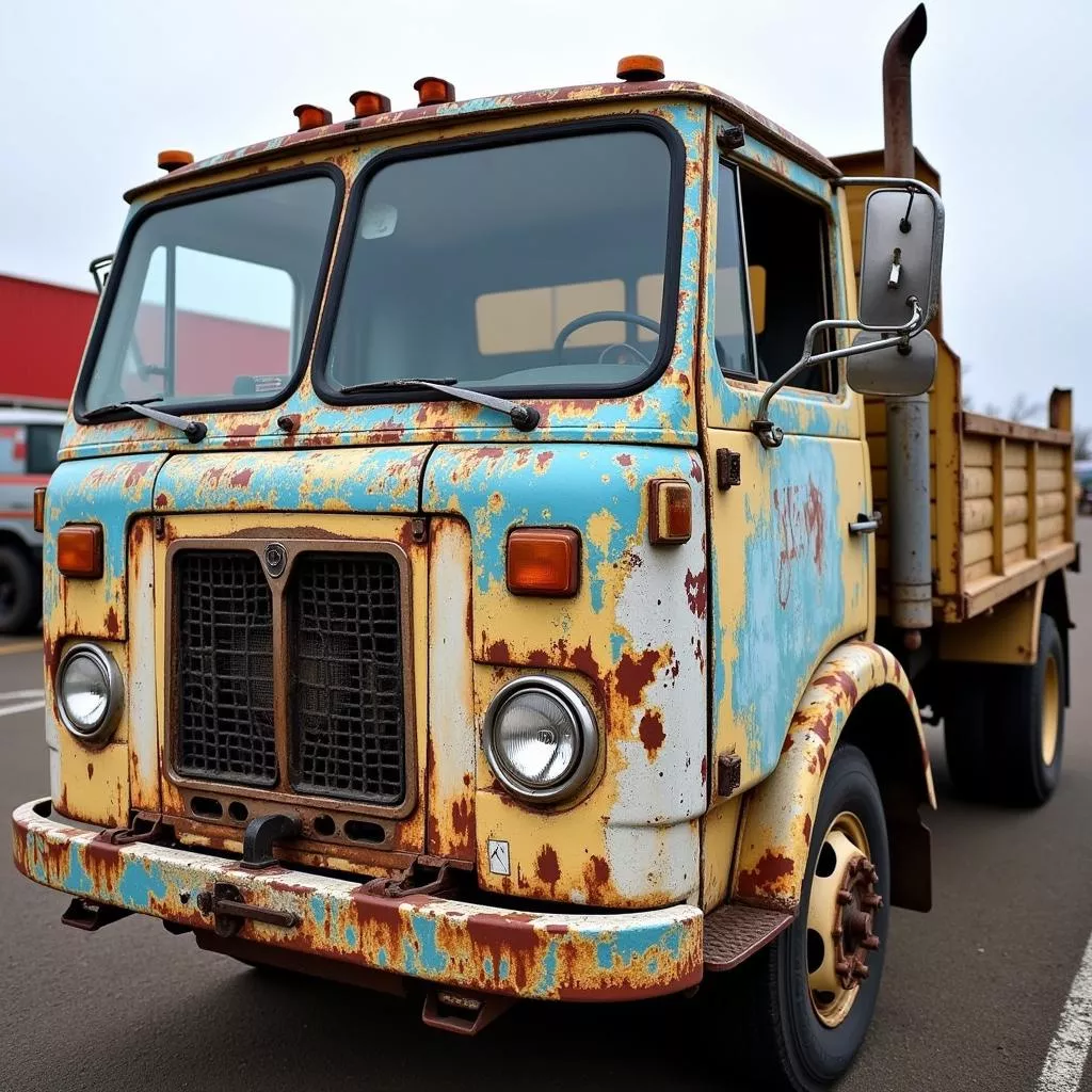 Truk bekas dengan cat pudar