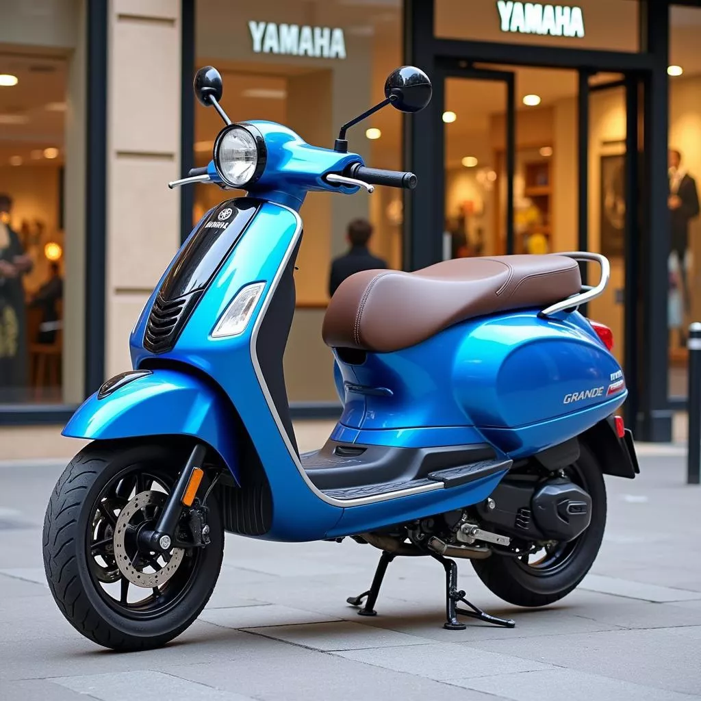 Xe tay ga Latte Yamaha Grande màu xanh, thiết kế sang trọng, hiện đại