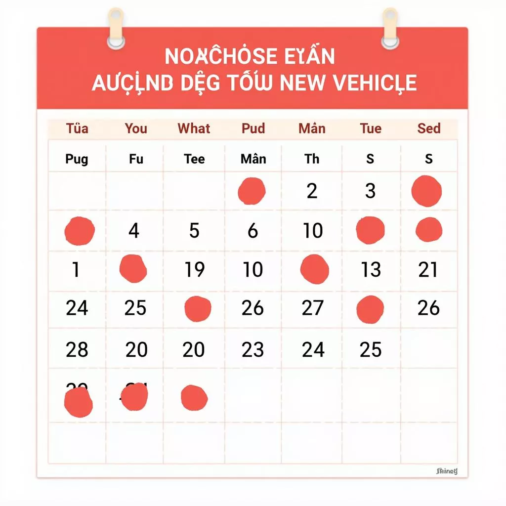 Lịch xem ngày tốt mua xe