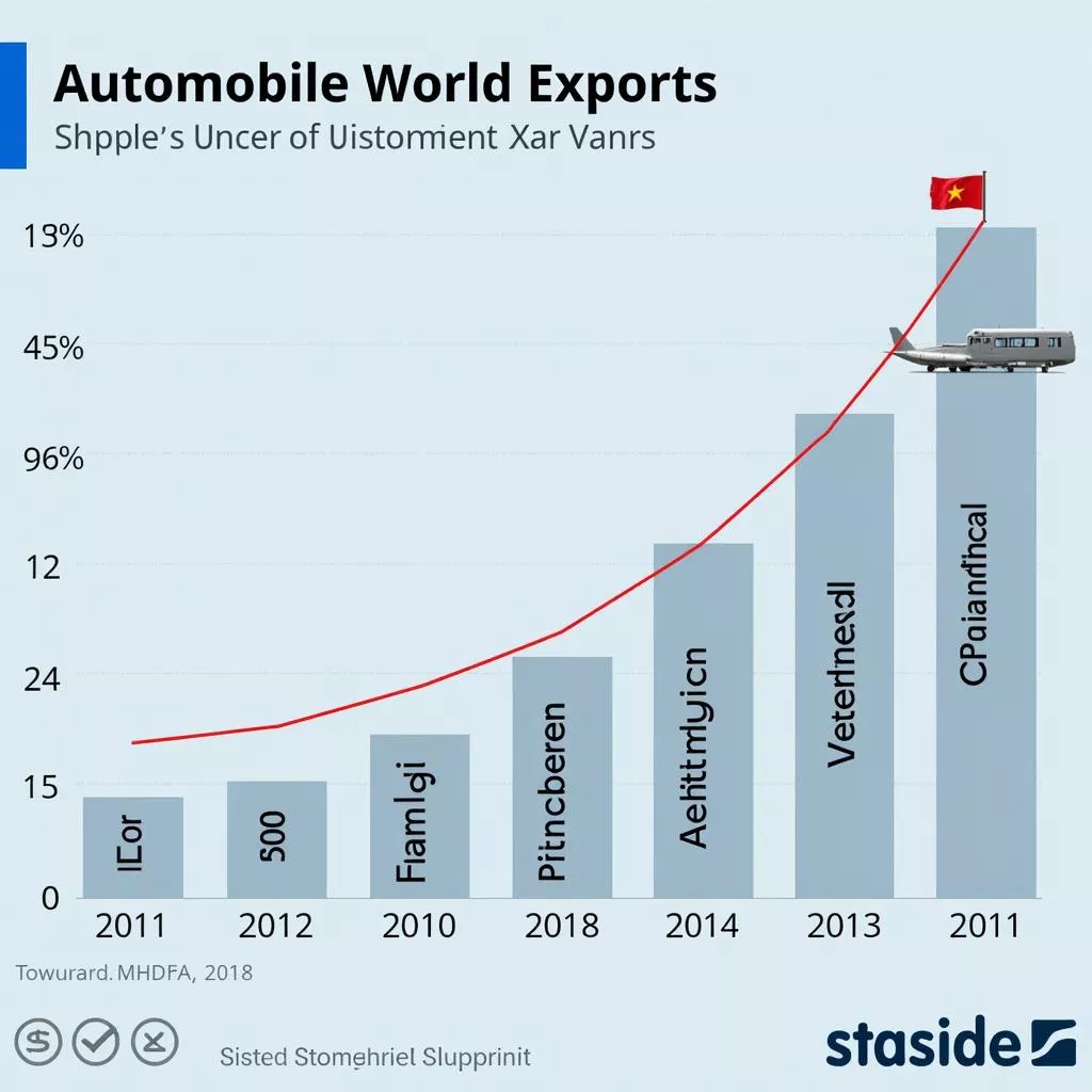 Graph illustrating the growth of Vietnam's automotive exports over the years