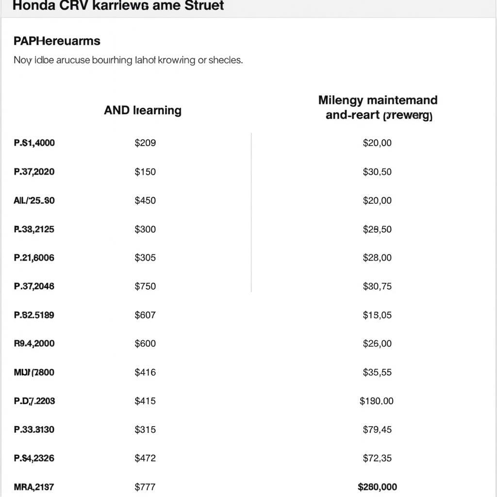 Honda CRV Maintenance Schedule and Cost Guide