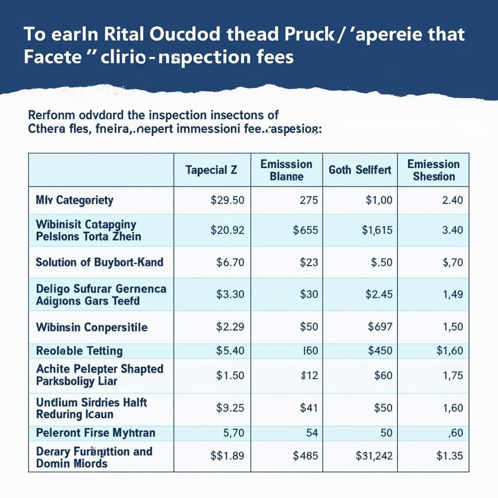 Detailed pickup truck inspection price list
