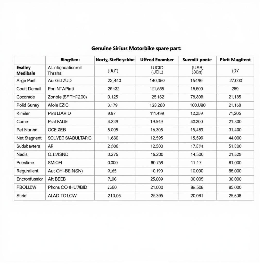 Bảng Giá Phụ Tùng Xe Sirius Chính Hãng