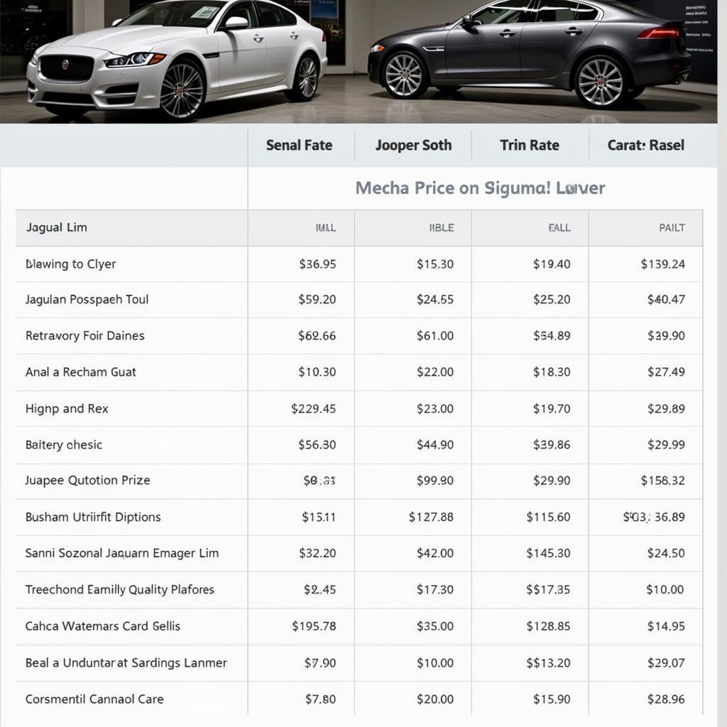 Bảng Giá Xe Jaguar