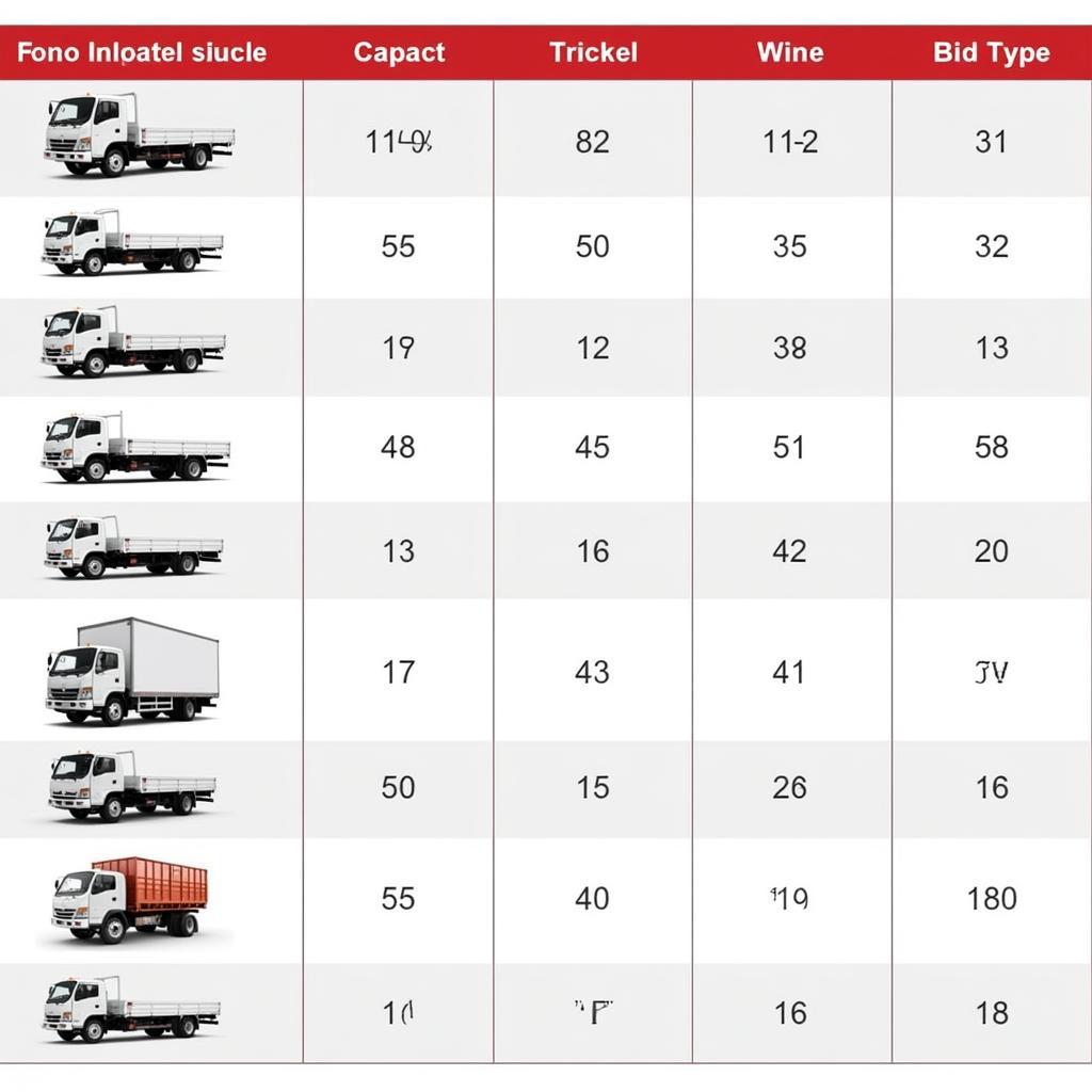 Bảng giá xe tải Foton tham khảo
