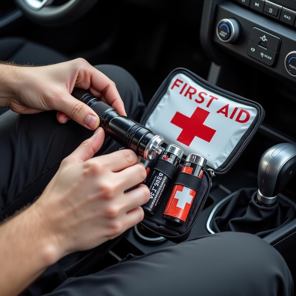 Maintaining a car emergency kit