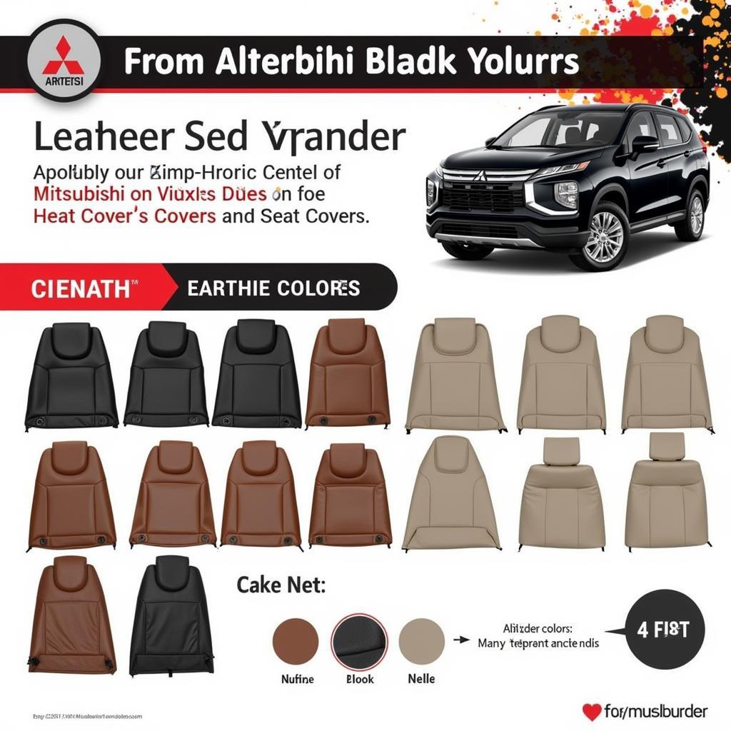 Mitsubishi Xpander leather seat covers in various colors