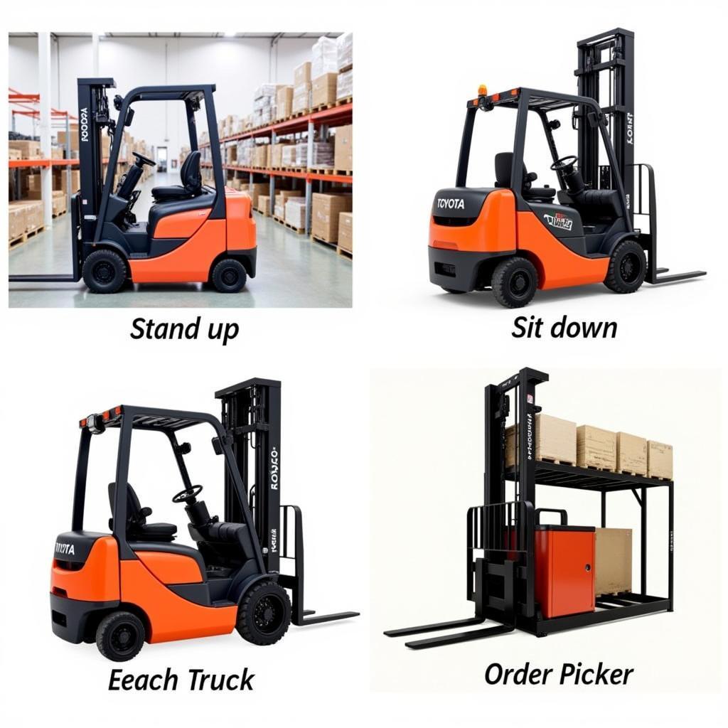 Các loại xe nâng điện Toyota: đứng lái, ngồi lái, reach truck và order picker