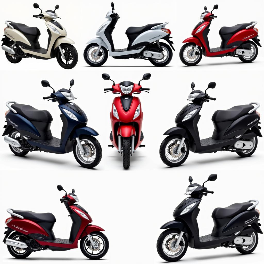 Hình ảnh minh họa nhiều màu sắc khác nhau của xe SH Ý 2010, giúp người mua có thêm lựa chọn.