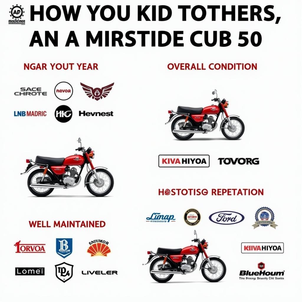 Các yếu tố ảnh hưởng đến giá xe Cub 50 như đời xe, tình trạng xe và thương hiệu