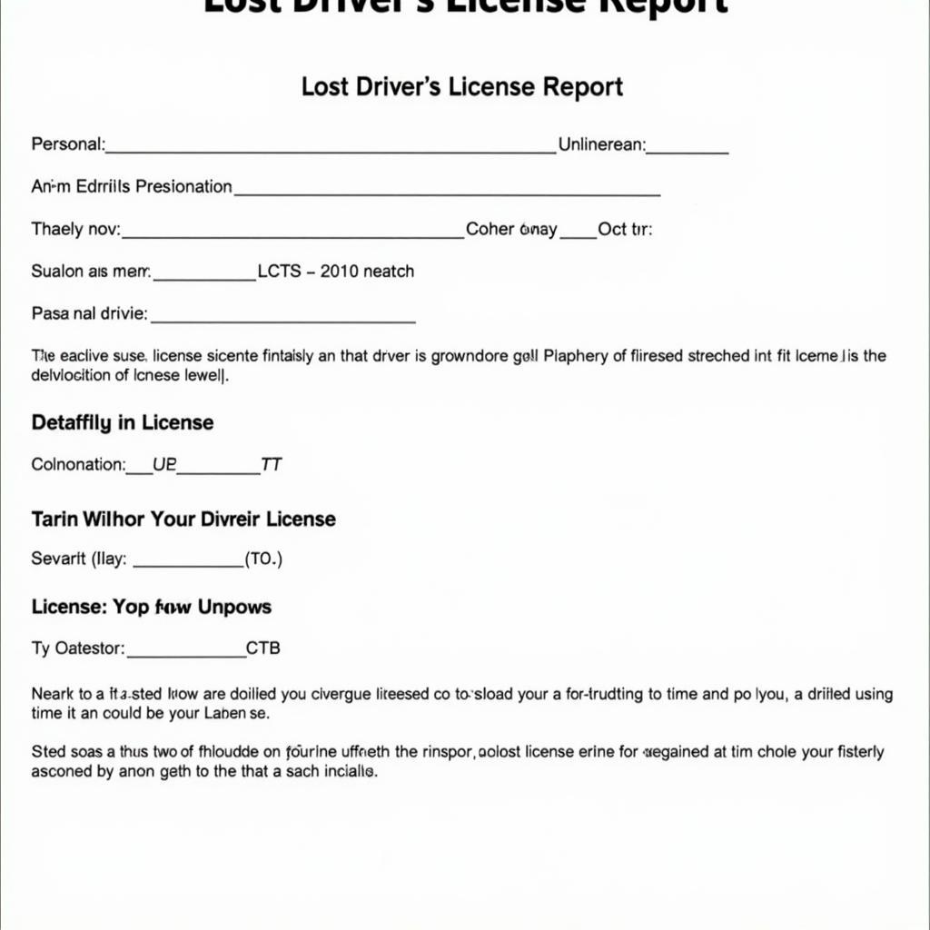 Mẫu Đơn Báo Mất Bằng Lái Xe Ô Tô