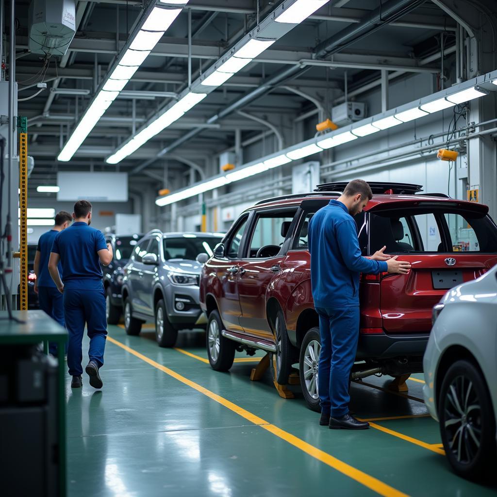 Automotive engineer working on a car engine