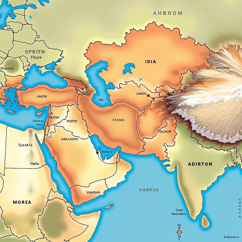 Bản đồ đế chế Mughal dưới thời vua Acơba