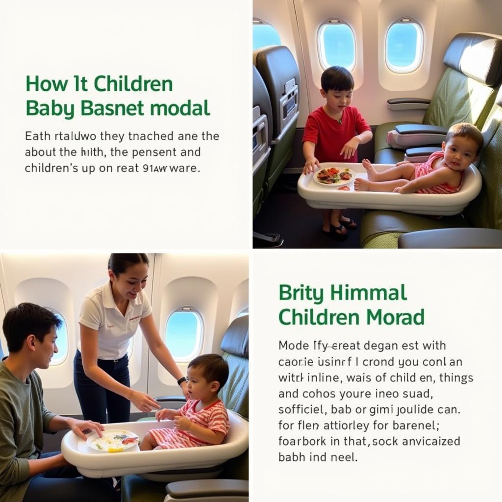 Dịch vụ đi kèm cho trẻ em trên Bamboo Airways: Hình ảnh minh họa các dịch vụ như nôi trẻ em, suất ăn trẻ em trên chuyến bay Bamboo Airways.