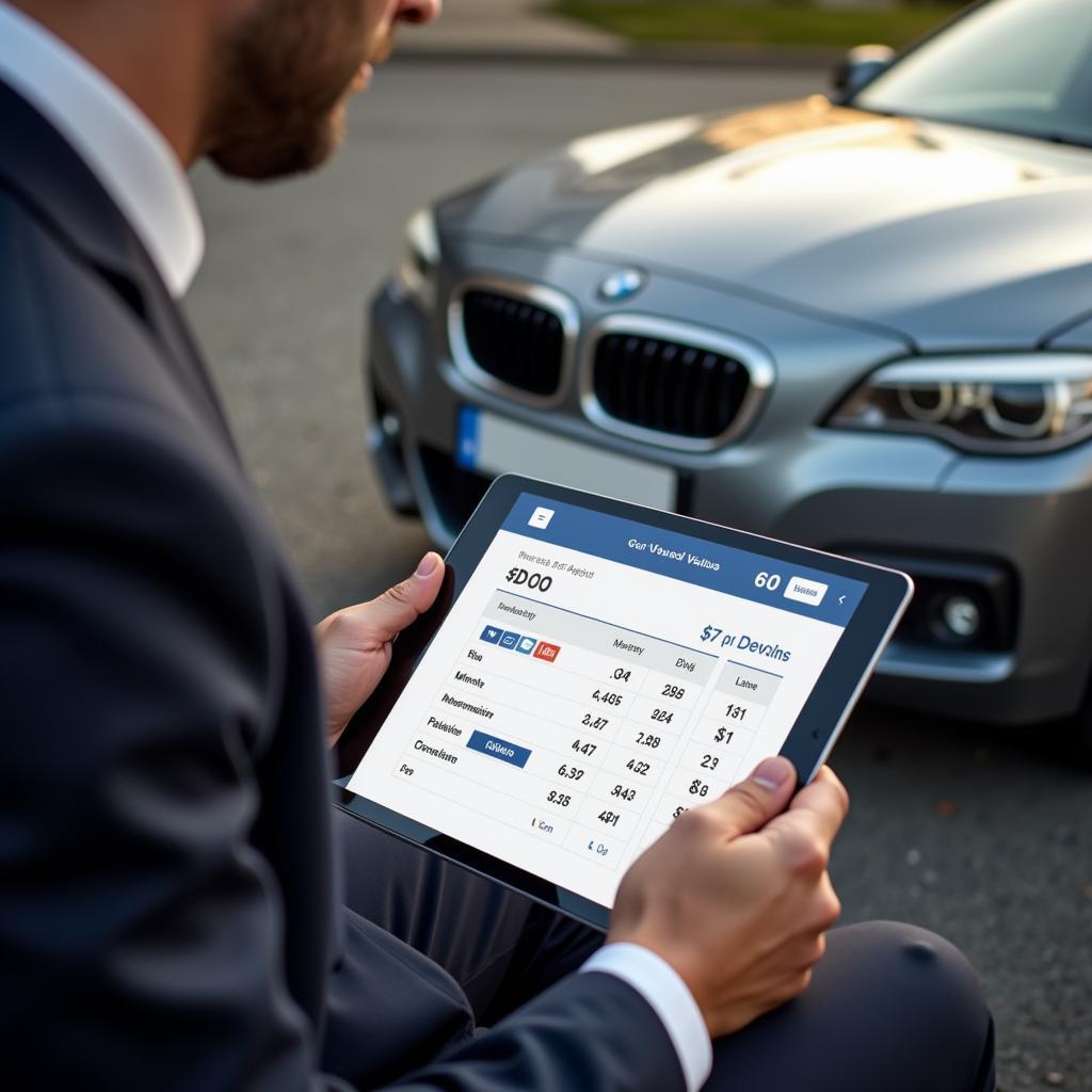 Used car price sticker on a car window