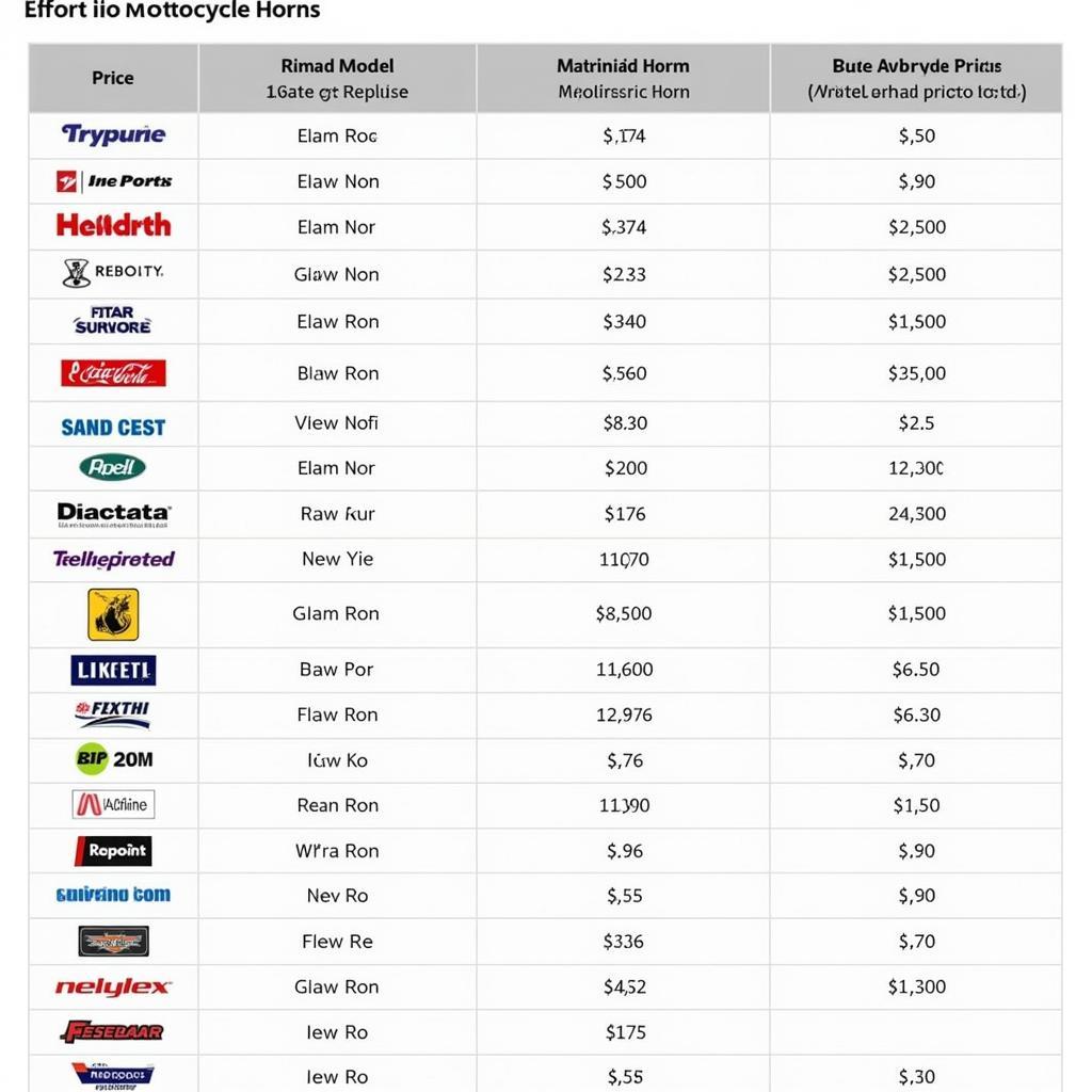 Motorcycle horn price list