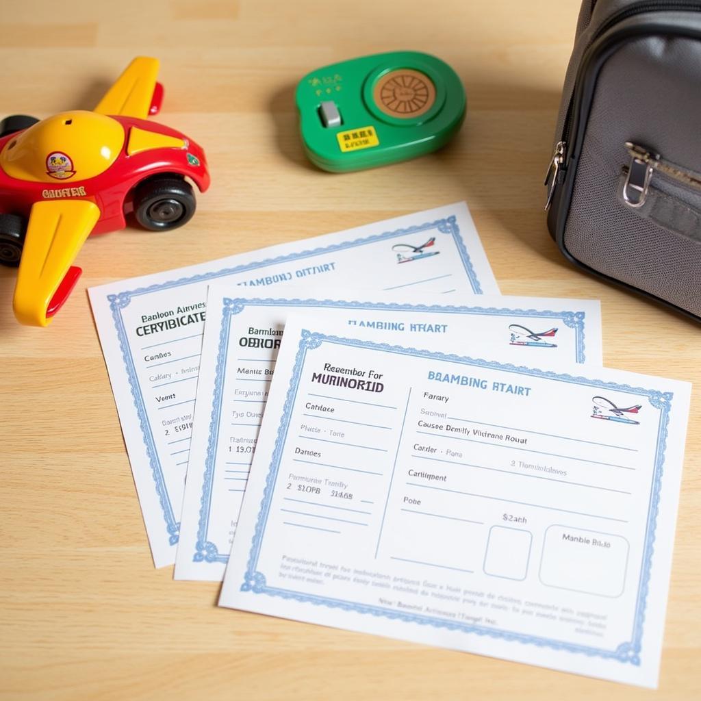 Giấy tờ tùy thân cho trẻ em khi bay Bamboo Airways: Hình ảnh minh họa các giấy tờ cần thiết như giấy khai sinh, hộ chiếu khi đi máy bay cùng trẻ em.