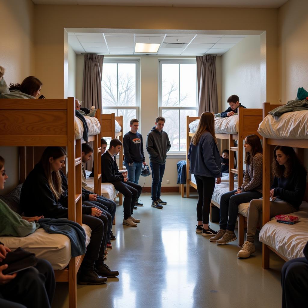 Học sinh nội trú đang tuân thủ nội quy ký túc xá