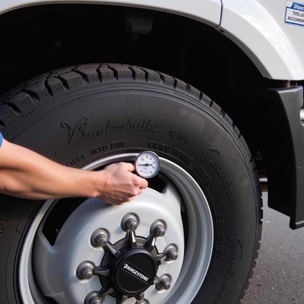 Kiểm tra áp suất lốp xe tải Bridgestone