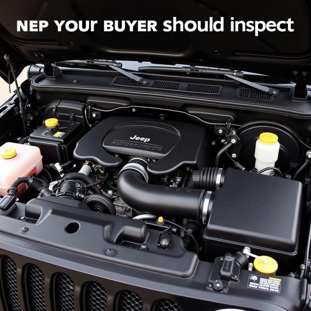 Inspecting the engine of a 2018 Jeep Wrangler