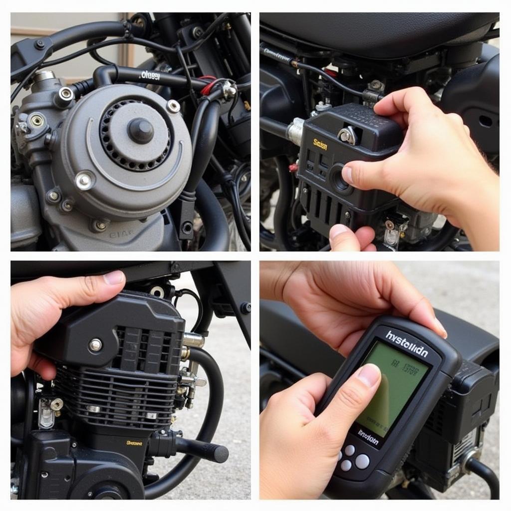 Checking the engine of a used Honda SH scooter