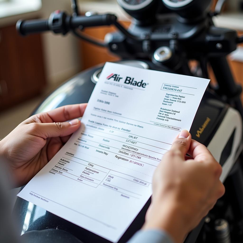 Kiểm tra giấy tờ xe Air Blade 2014