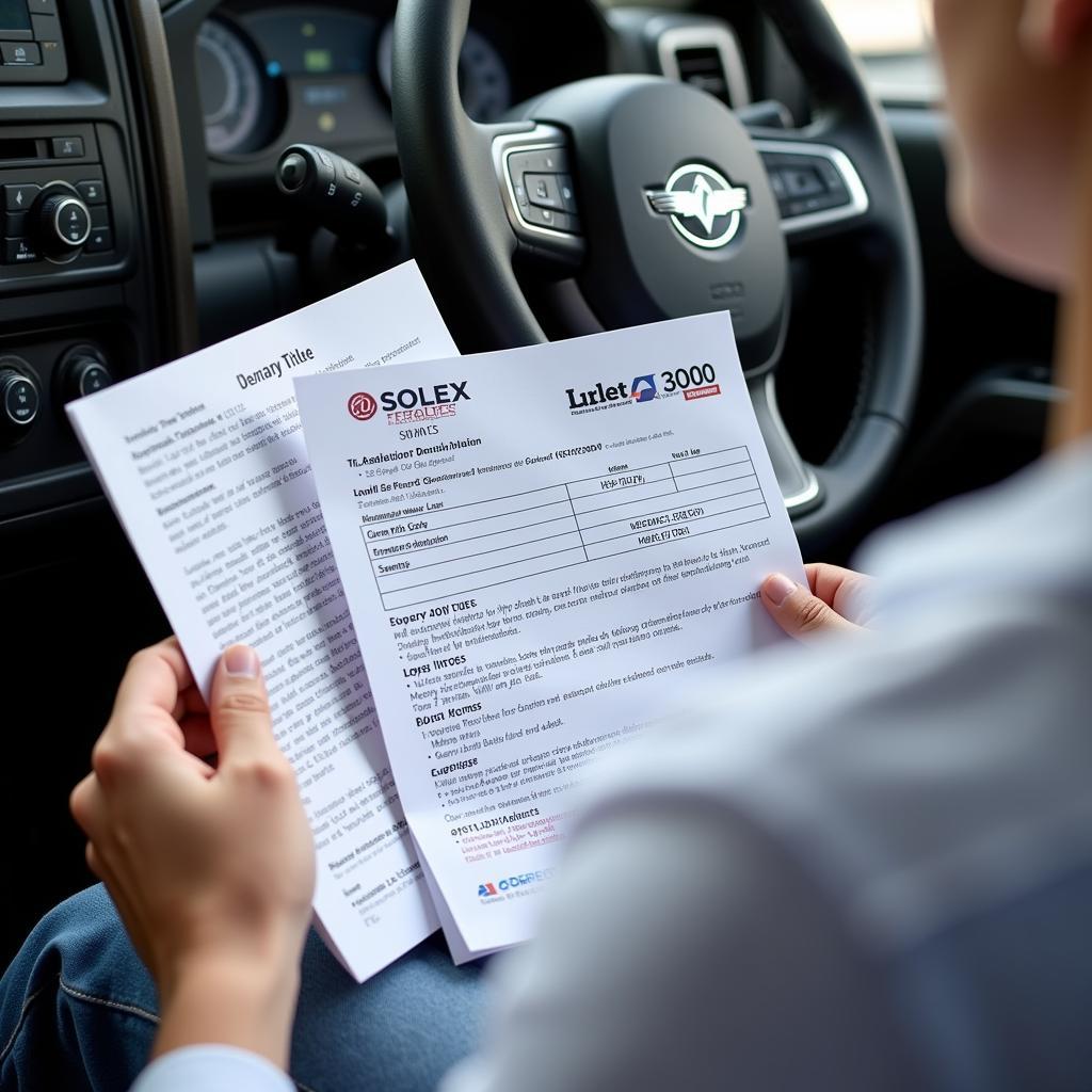 Khách hàng kiểm tra giấy tờ xe tải Solex 3800.