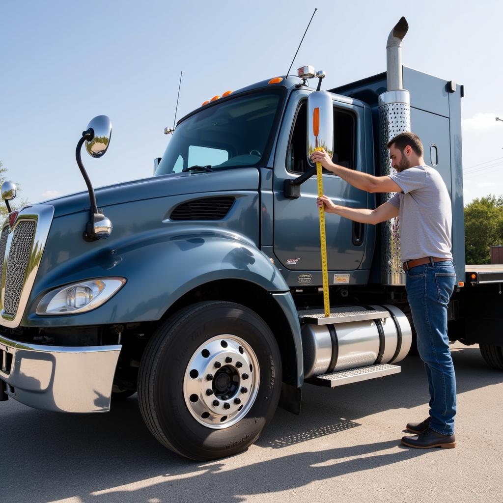 Checking truck bed dimensions before car transport