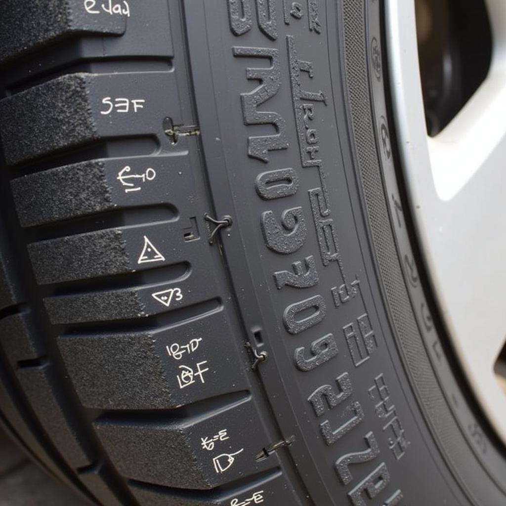 Important markings on a car tire