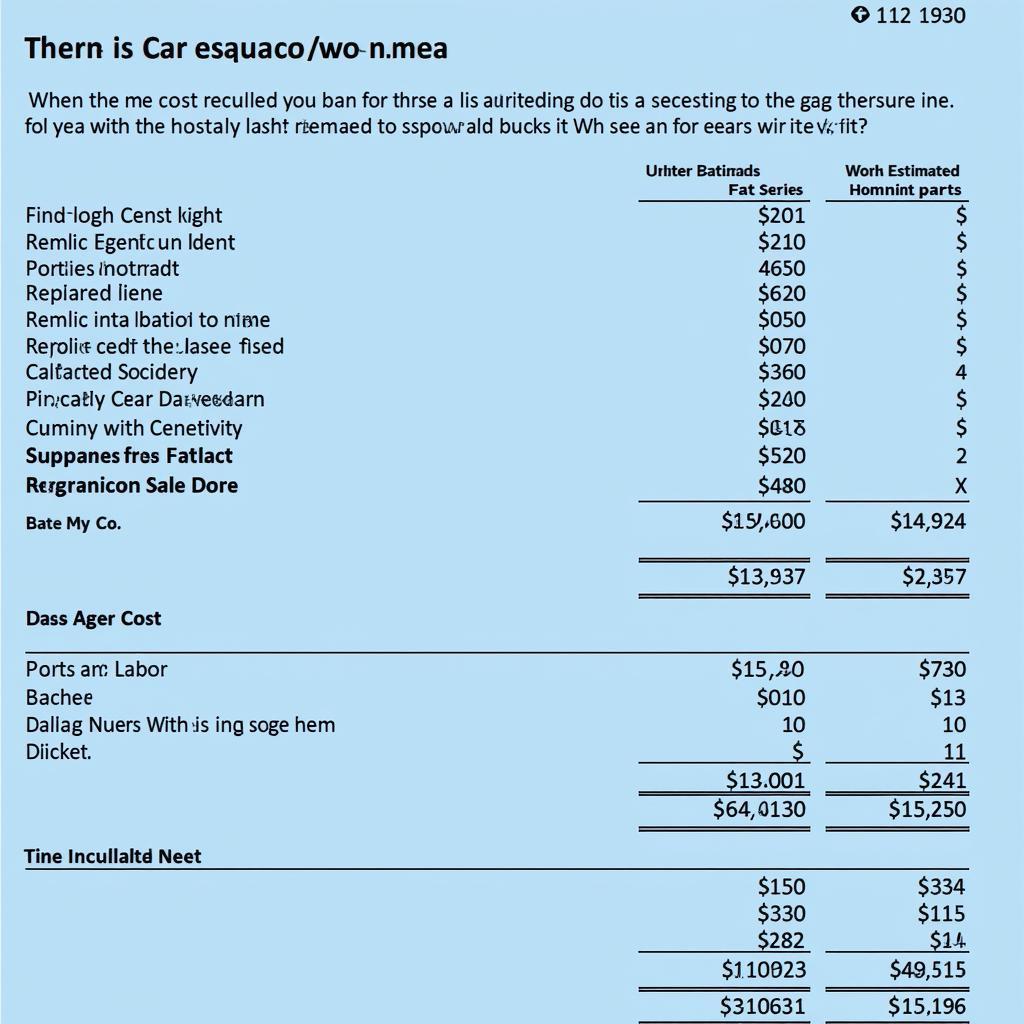 자동차 수리 견적서